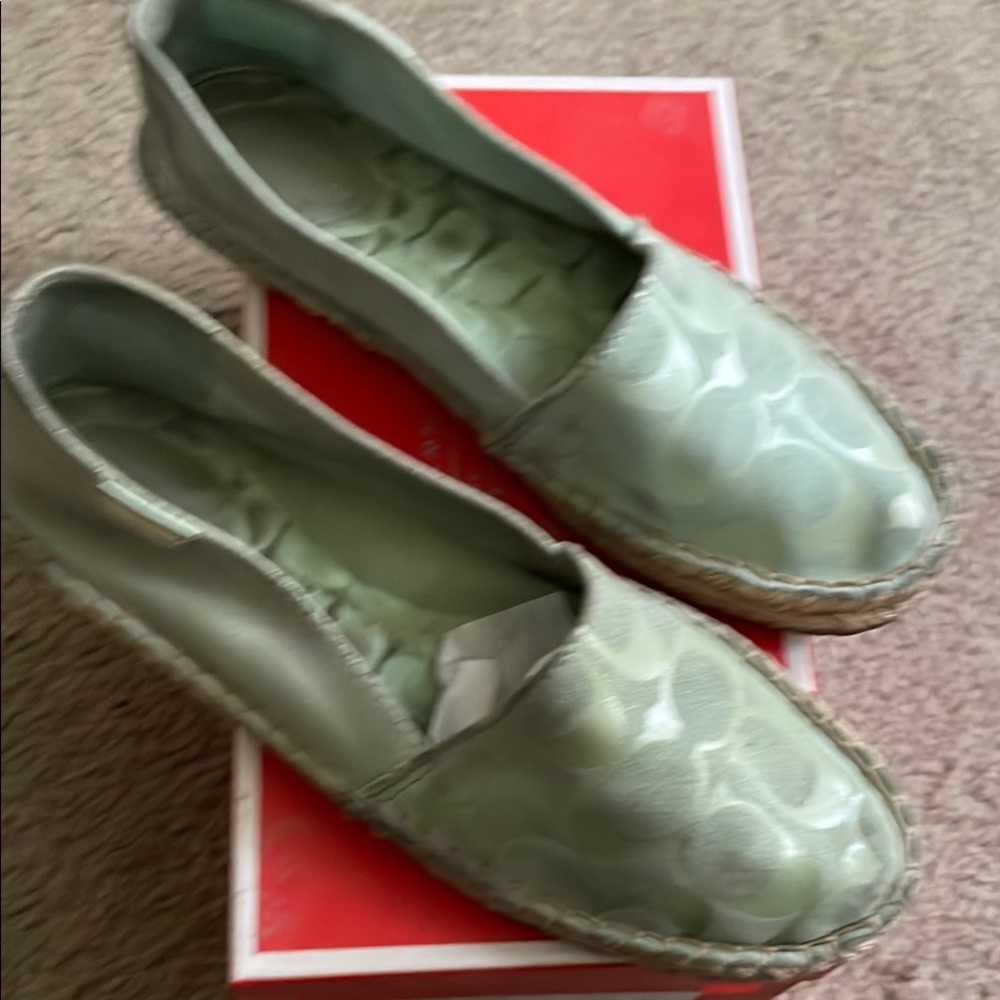 Coach Green Espadrille Slip-On Shoes